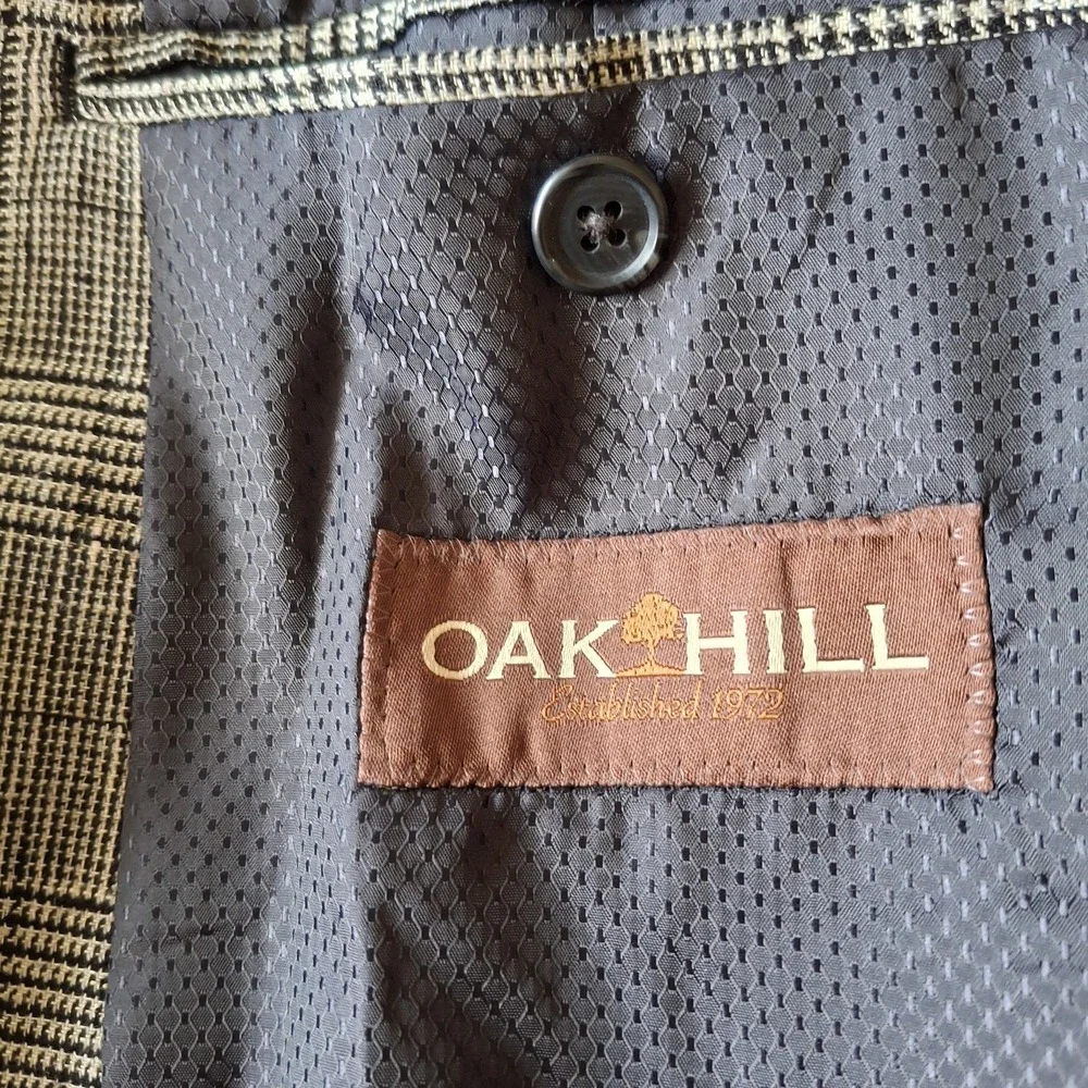 Oak Hill Men Blazer Jacket 3XL 54 56 Glen Plaid Houndstooth Linen Blend Coat